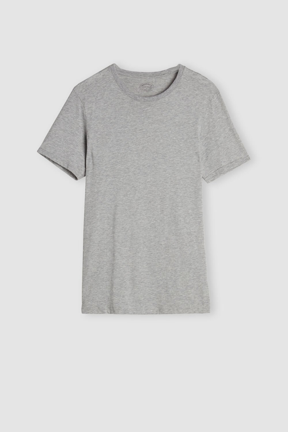 Grey - 031 - Light Heathered Grey Intimissimi Short Sleeve Crew Neck T Shirt in Supima® Cotton | KUGWP9168