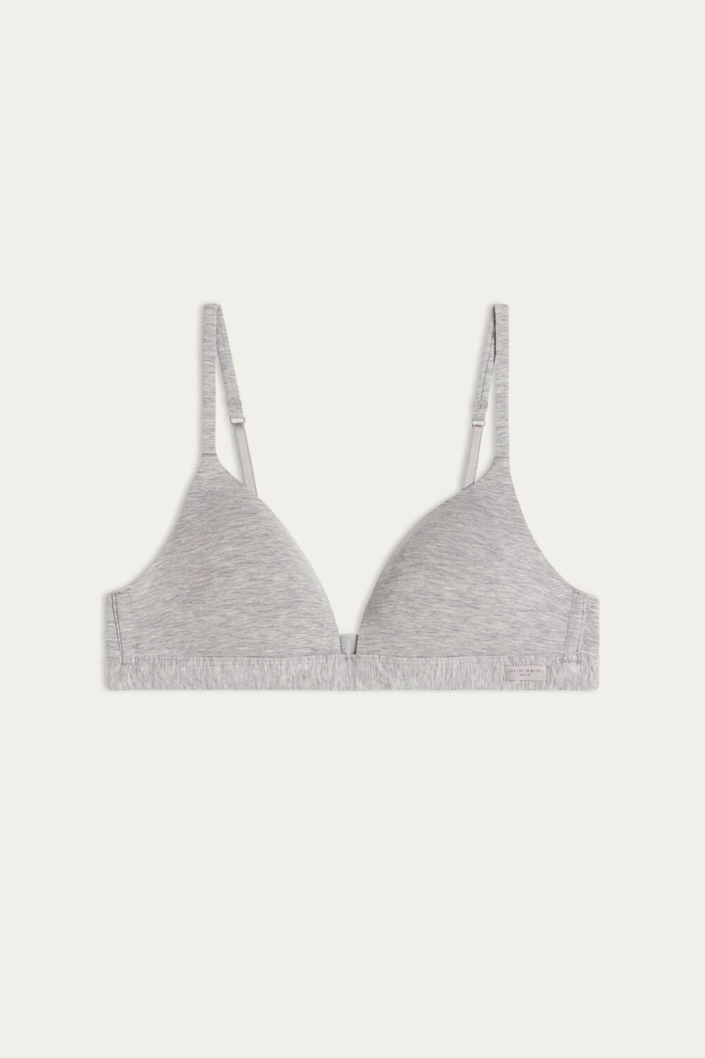 Grey - 031 - Light Heathered Grey Intimissimi Tiziana Triangle Bra in Cotton | TQYOG0894