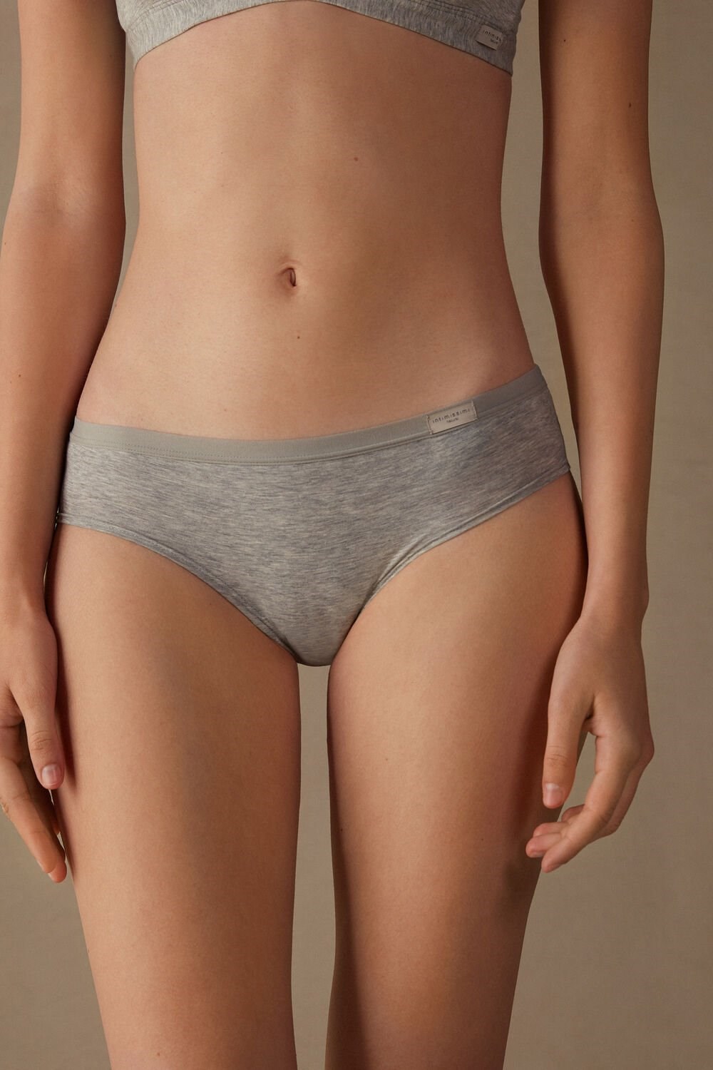 Grey - 031 - Light Heathered Grey Intimissimi Cozy Panties in Cotton | VEUHQ3217