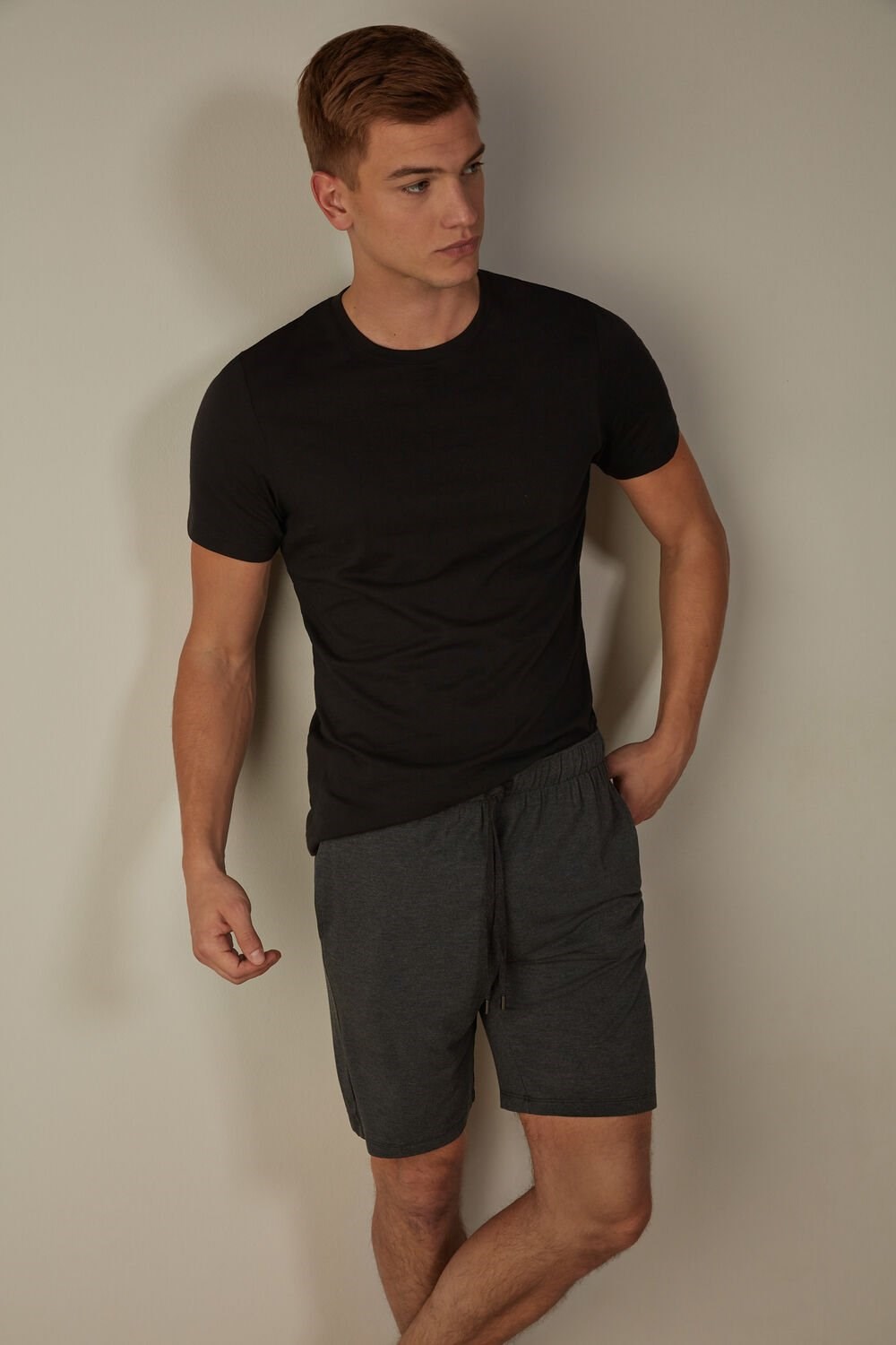 Grey - 040 - Dark Grey Blend Intimissimi Silk and Modal Shorts | MJCWH9216