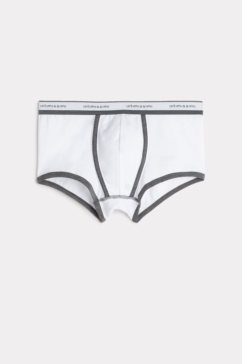 Grey - 384i - White / Graphite Blend Intimissimi Stretch Supima® Cotton Boxer Shorts with Logo Detail | LVFZS3160