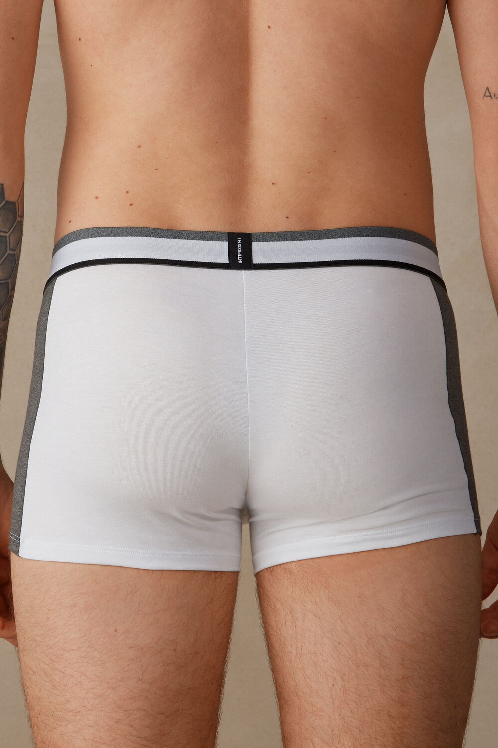 Grey - 384i - White / Graphite Blend Intimissimi Two-tone Boxers in Stretch Supima® Cotton | NVCGH1037