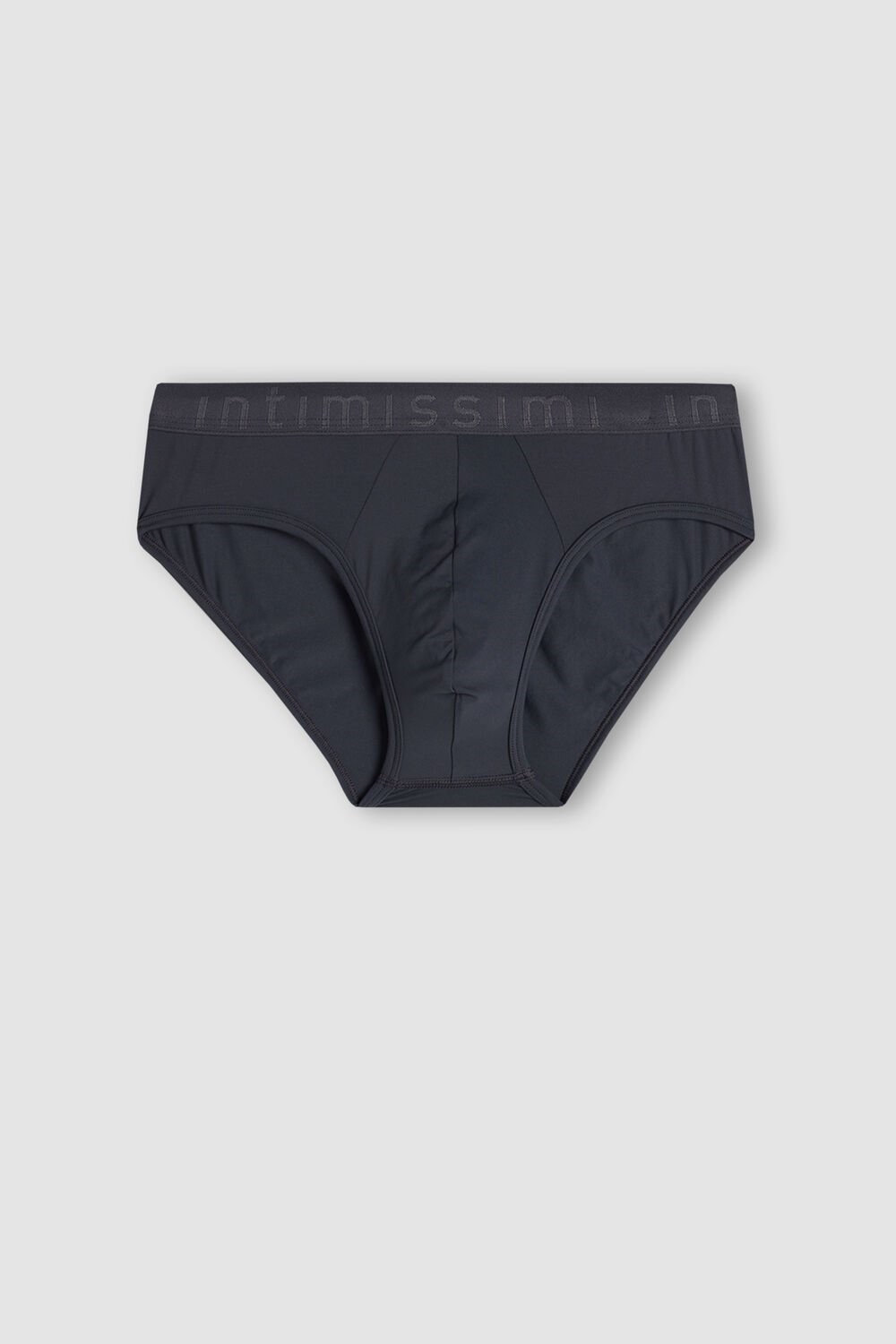 Grey - 9963 - Soot Grey Intimissimi Microfiber Briefs with Logo Detail | GIMVW6821