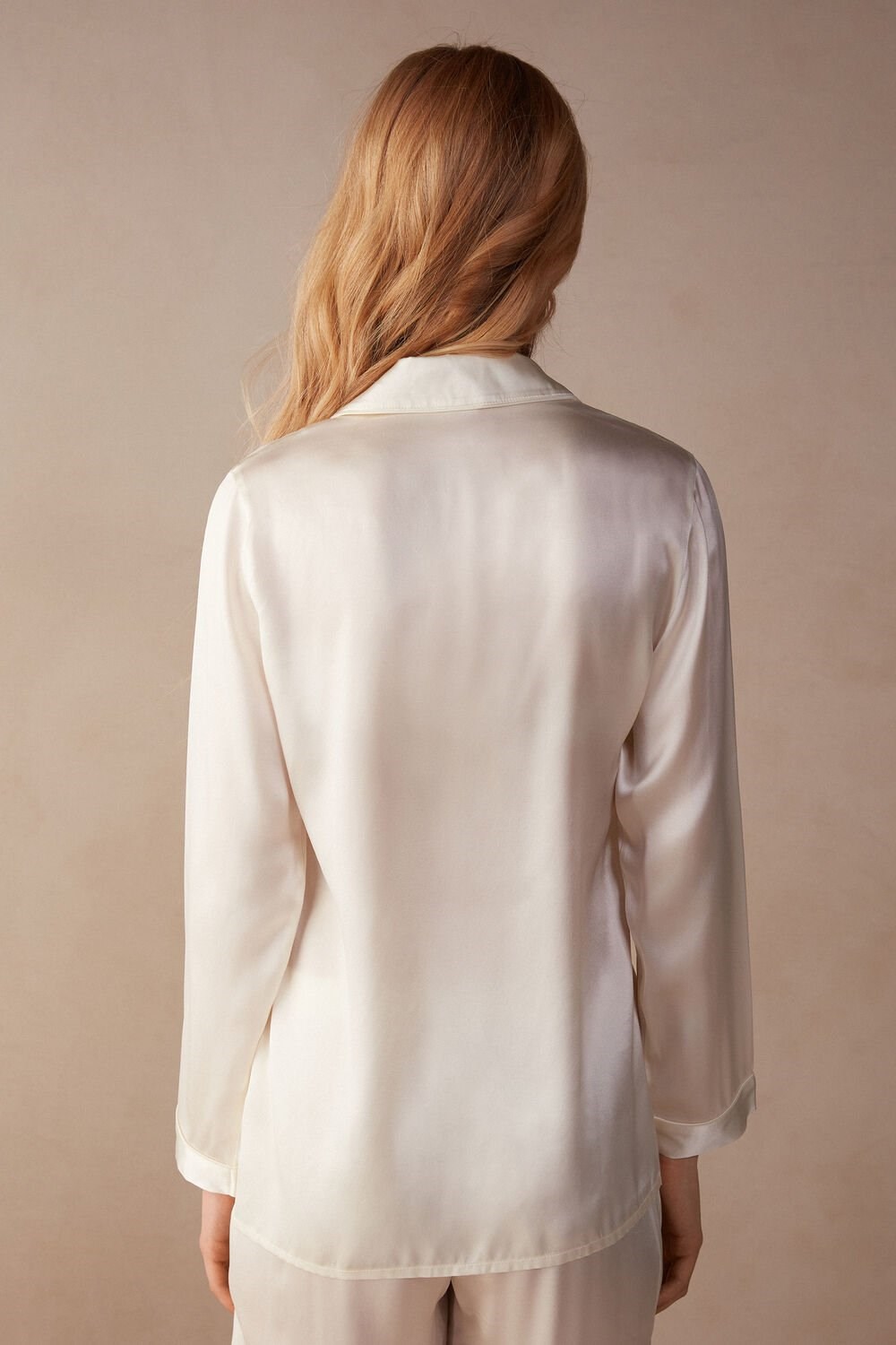 Ivory - 2127 - Talc White Intimissimi Mannish-Cut Jacket in Silk Satin | KJEXL1982