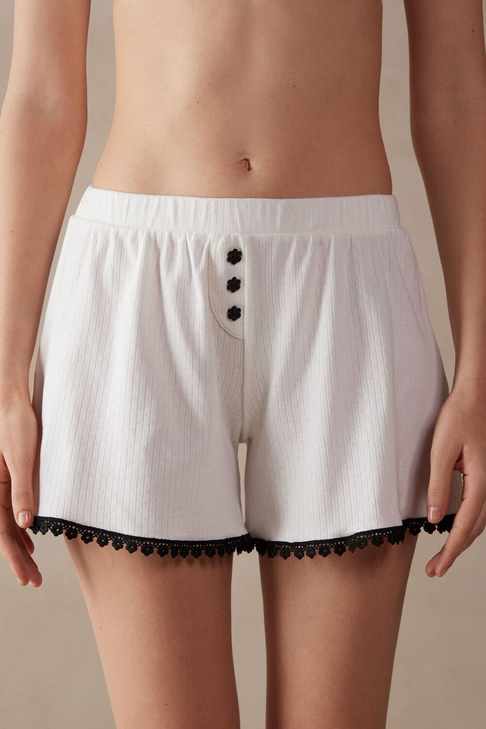 Ivory - 2127 - Talc White Intimissimi Pure Joy Cotton Shorts | HEZFT7056