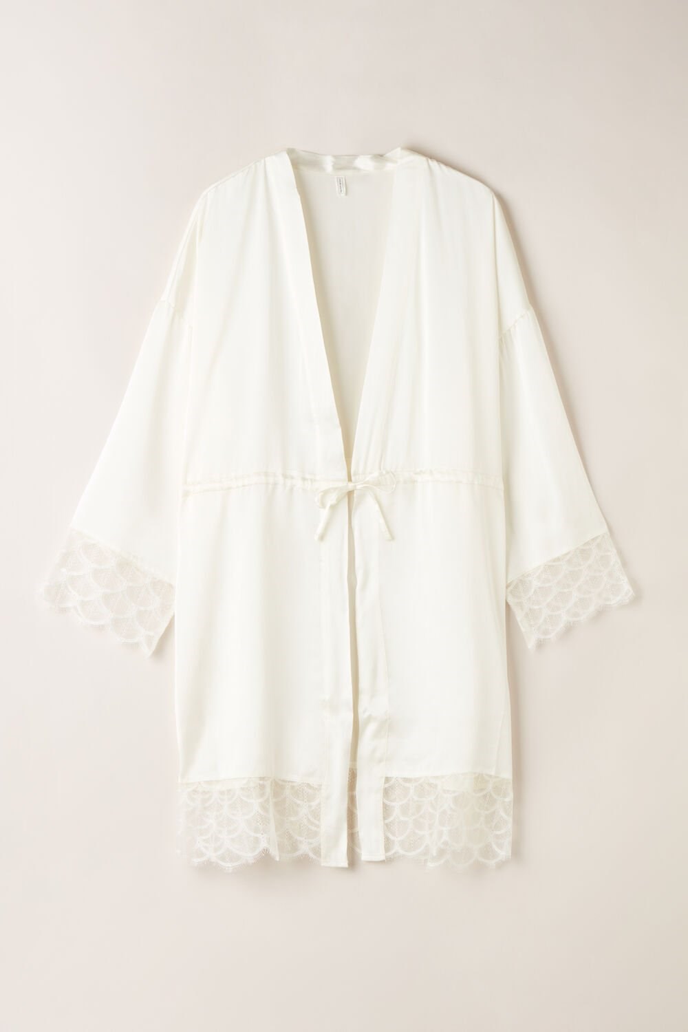 Ivory - 2127 - Talc White Intimissimi Pure Charme Silk Kimono | QTLHA5240