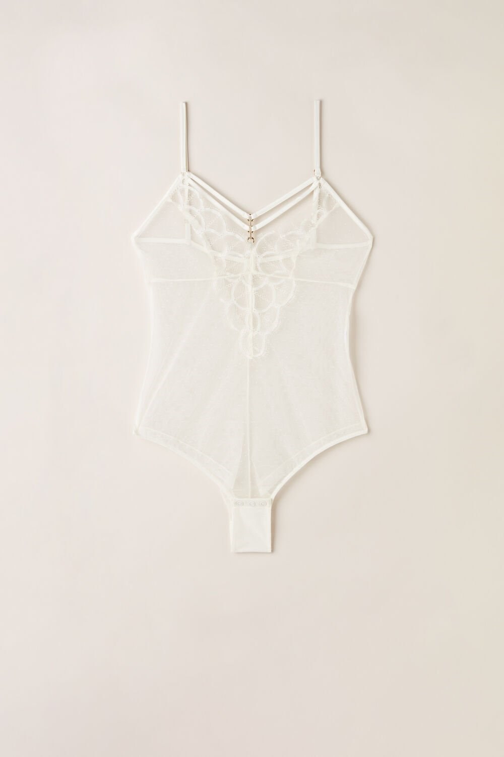 Ivory - 2127 - Talc White Intimissimi Pure Charme Tulle Bodysuit | ZOVSA9057