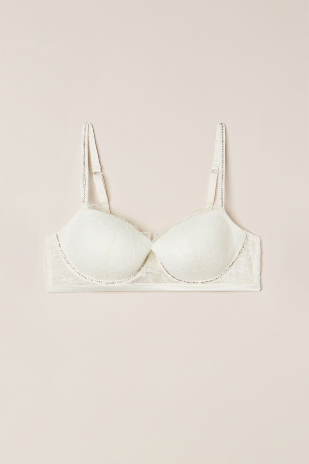 Ivory - 2127 - Talc White Intimissimi Shine High Like Stars Sofia Balconette Bra | QAVOG0536