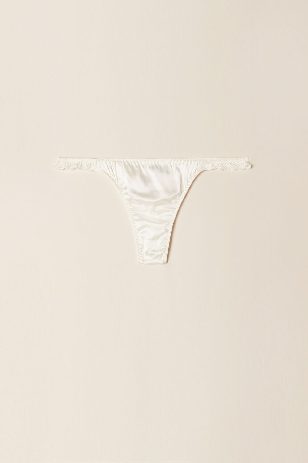 Ivory - 2127 - Talc White Intimissimi Silk and Lace G-String | COVIG2163