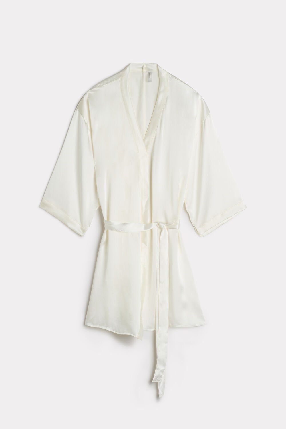 Ivory - 2127 - Talc White Intimissimi Silk Kimono | DEVOM4268