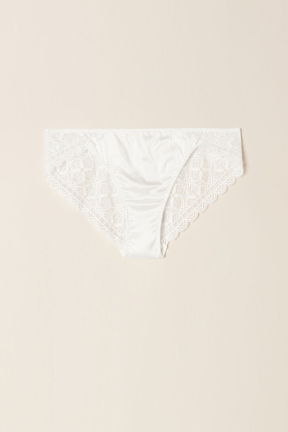 Ivory - 2127 - Talc White Intimissimi Silk and Lace Briefs | NZHUF8596