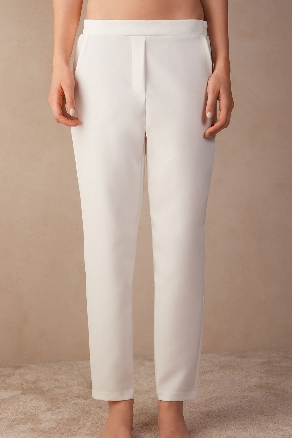 Ivory - 2127 - Talc White Intimissimi Trousers with Pockets | XKYAJ3971