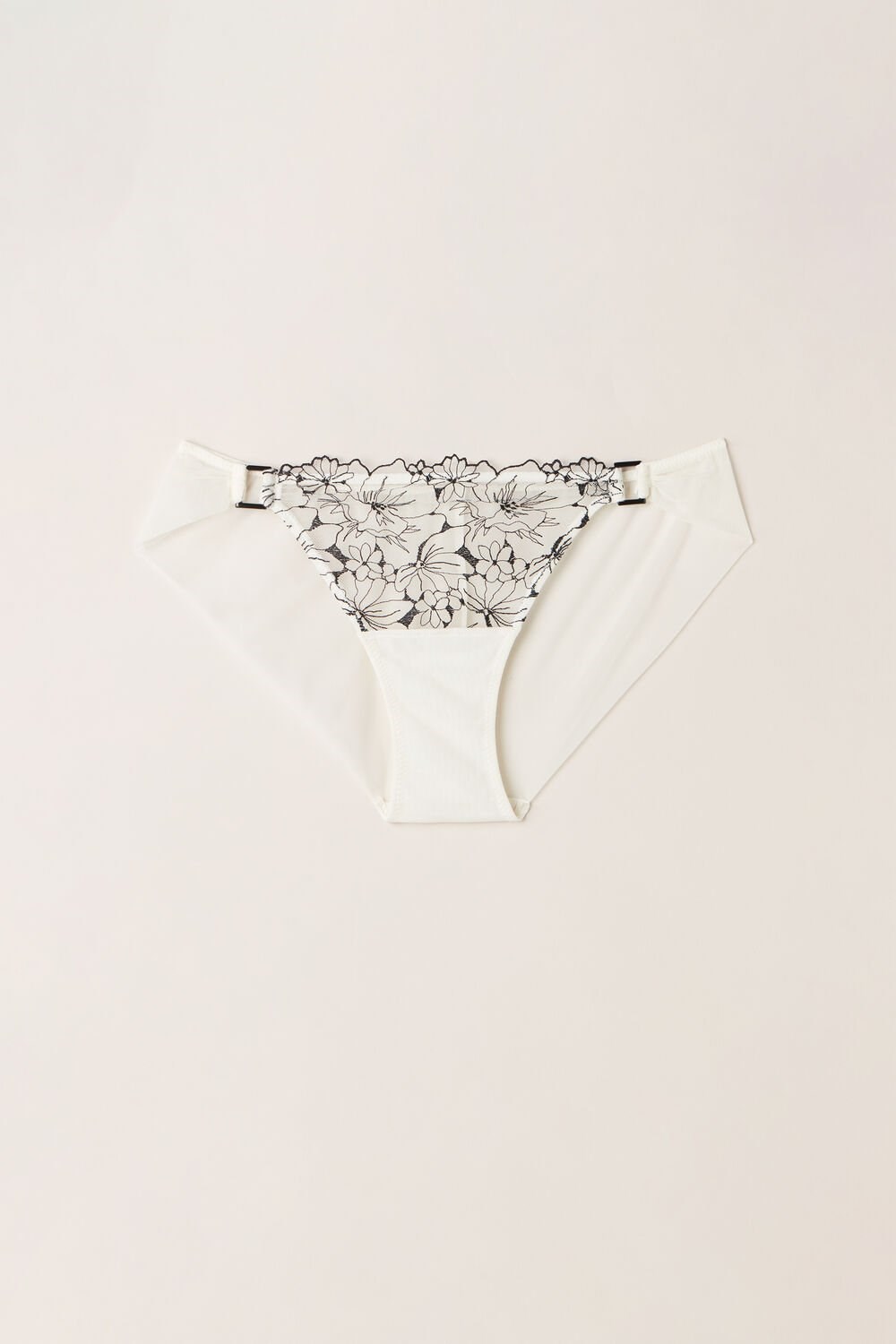 Ivory - 4718 - Talc White / Black Intimissimi Pure Joy Panties | BZCJH6083