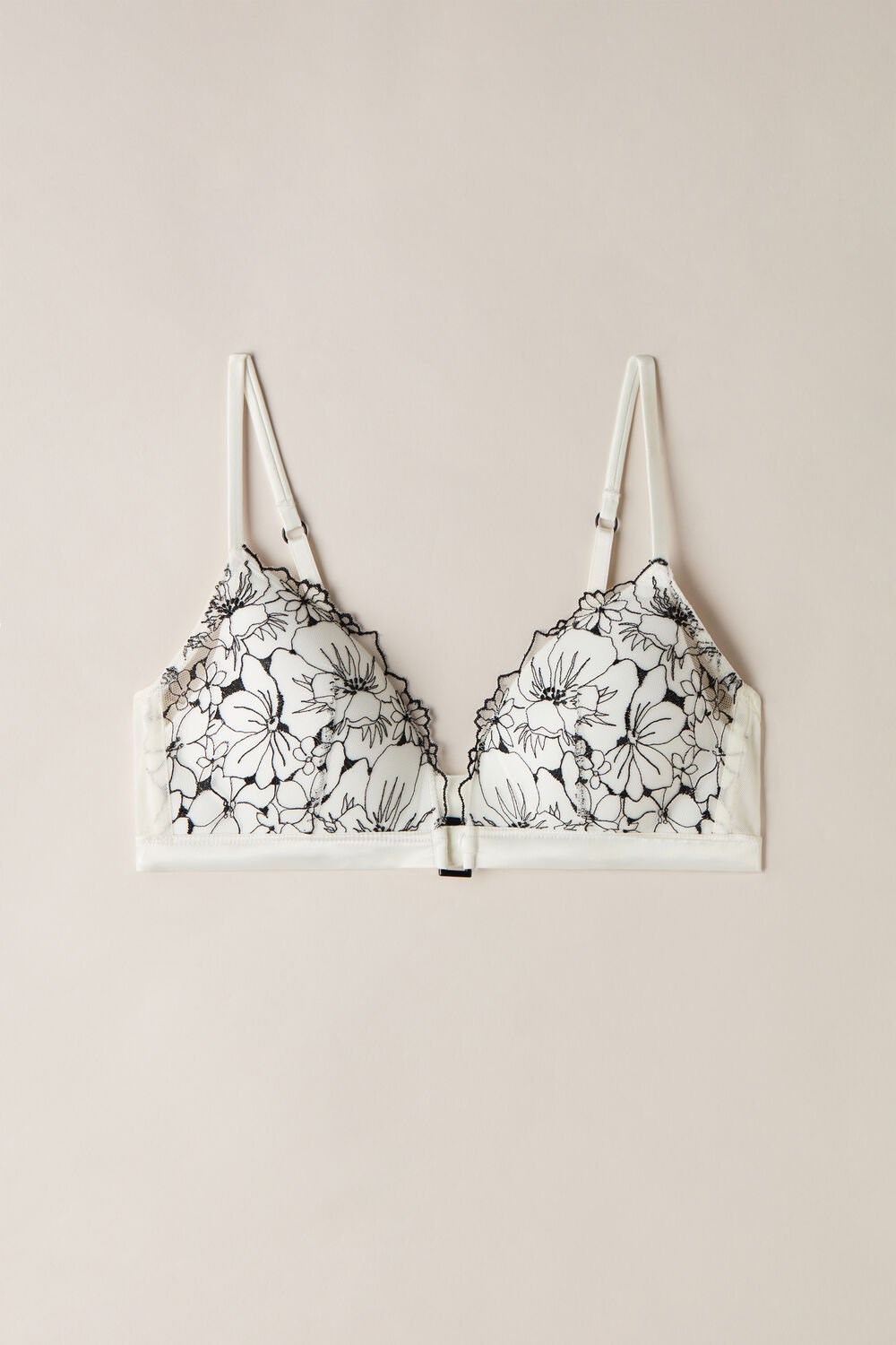 Ivory - 4718 - Talc White / Black Intimissimi Pure Joy Tiziana Triangle Bra | QYAFV1825