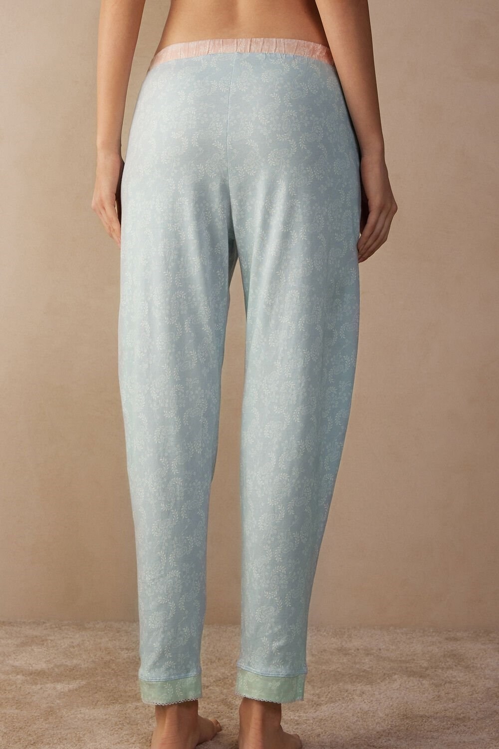 Light Blue - 226j - Romantic Cashmere Print Intimissimi Romantic Cashmere Full Length Cotton Pants | PVYBG7309