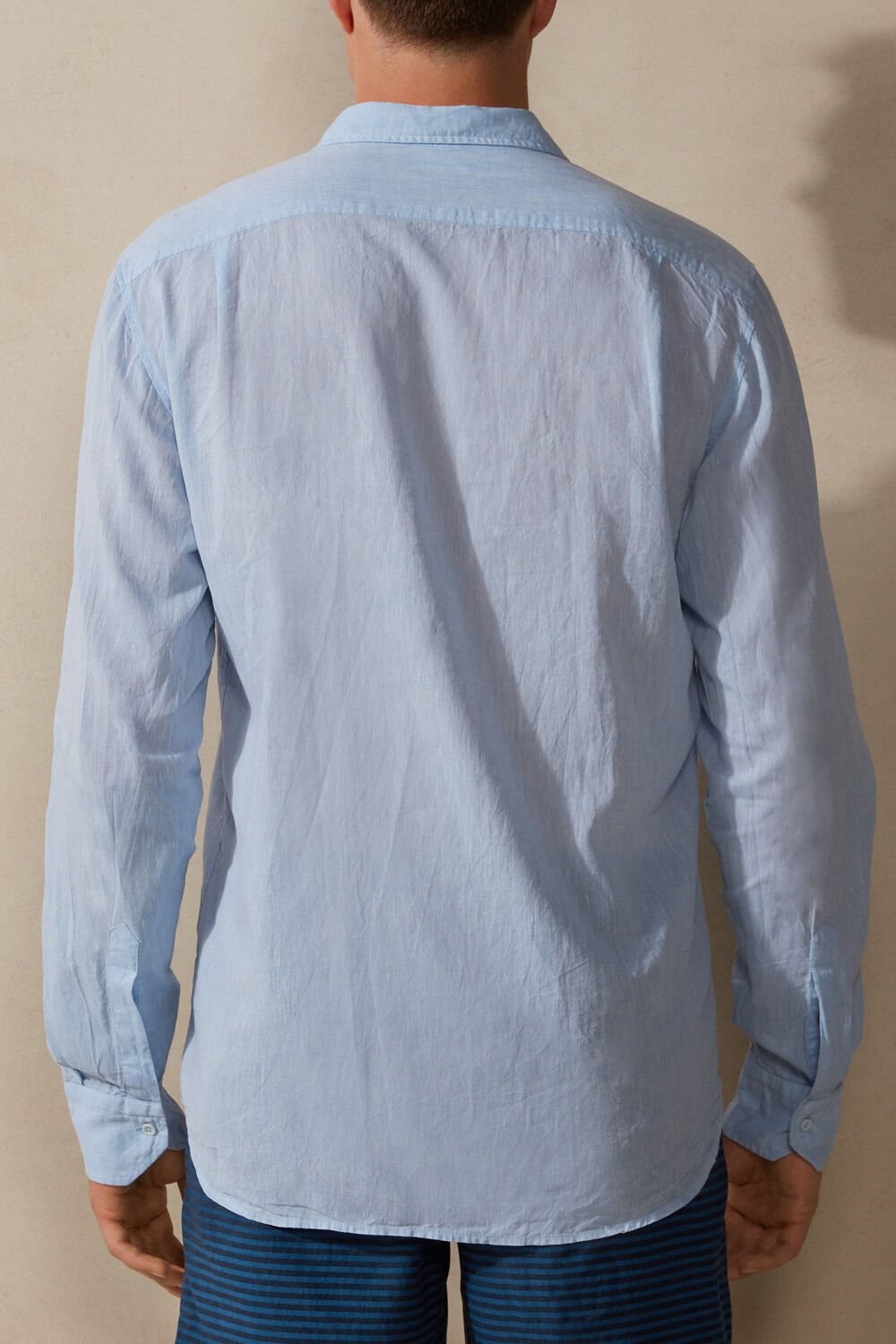 Light Blue - 979i - Light Blue Intimissimi Linen and Cotton Shirt | LDREQ6245