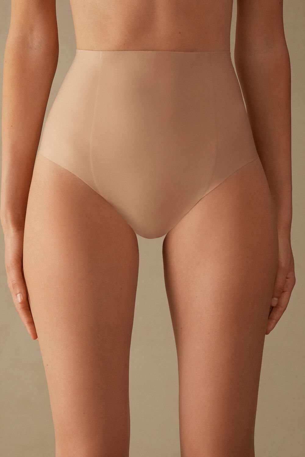 Natural - 044 - Soft Beige Intimissimi Raw-Cut Microfiber French Knickers | LJKUS1637