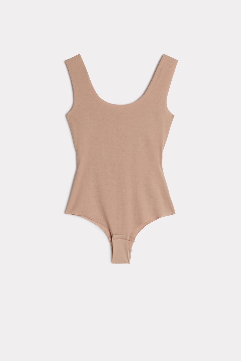 Natural - 044 - Soft Beige Intimissimi Supima Cotton® Scoop Neck Bodysuit | FBNID6879