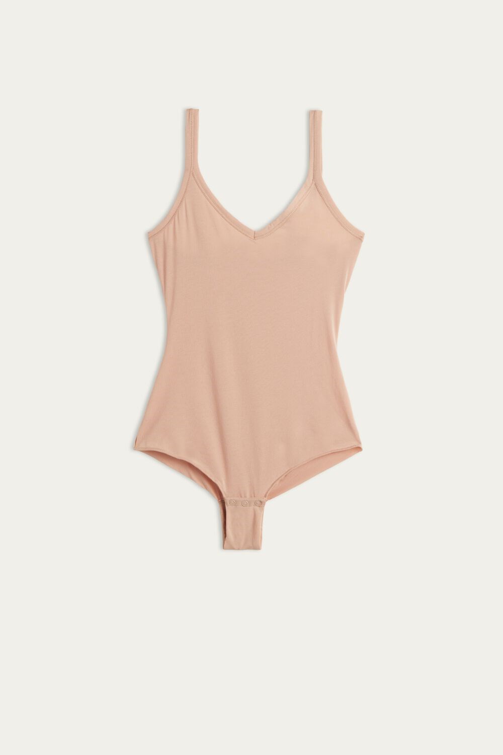 Natural - 044 - Soft Beige Intimissimi Tank Style Bodysuit in Supima® Ultralight Cotton | UYODE1879