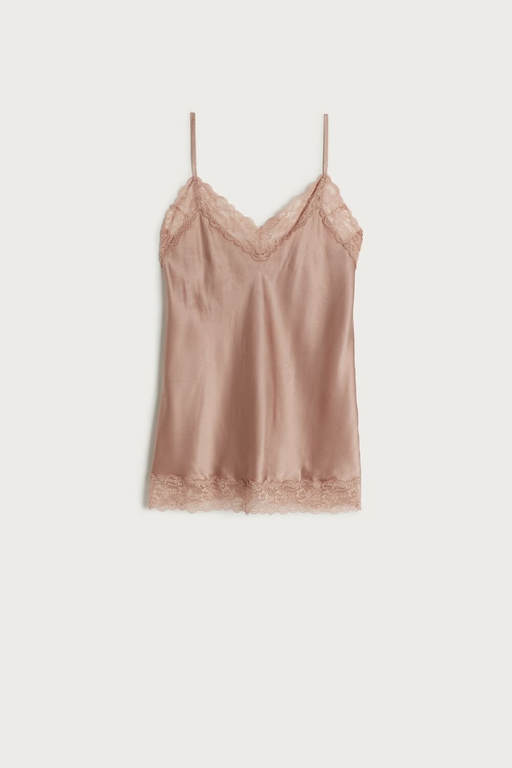 Natural - 163i - Satin Pink Intimissimi Lace and Silk Top | FGSLP7205