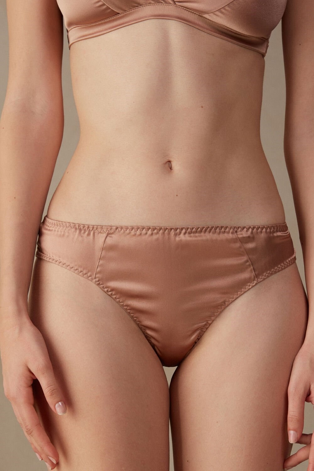 Natural - 163i - Satin Pink Intimissimi Silk Cheeky Briefs | HSDEQ2704