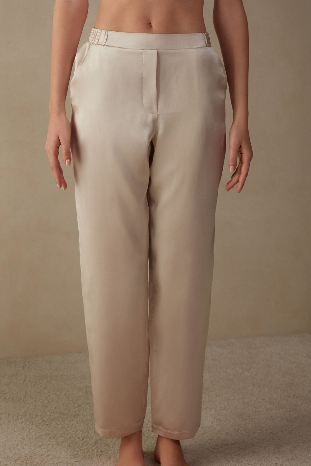 Natural - 2280 - Silk Pink Intimissimi Straight Silk Pants | DZGEH4590