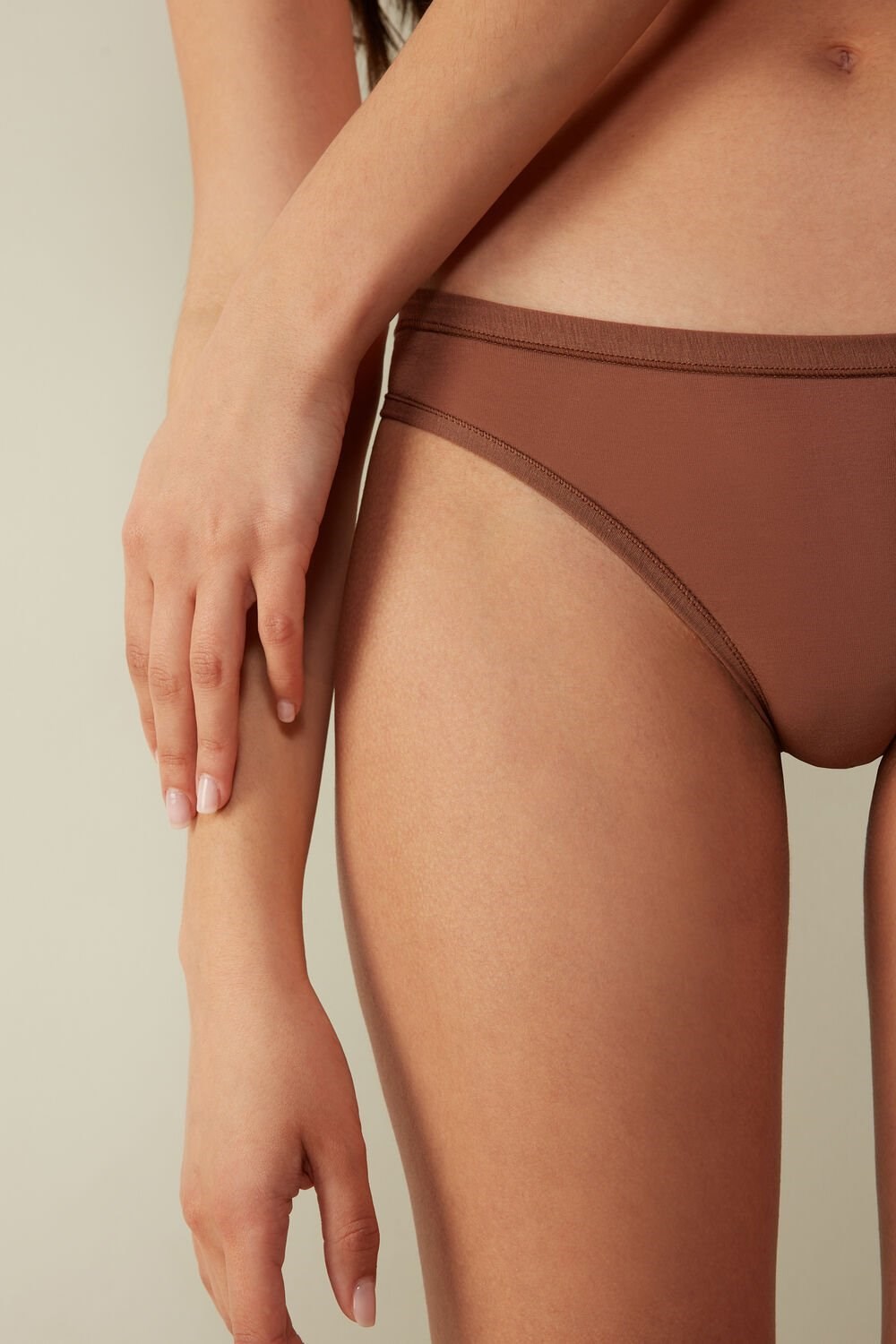 Natural - 502i - Dark Beige Intimissimi Brazilian Panties in Ultralight Supima® Cotton | JHUXK2631