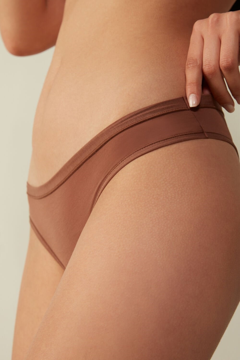 Natural - 502i - Dark Beige Intimissimi Brazilian Panties in Ultralight Supima® Cotton | JHUXK2631