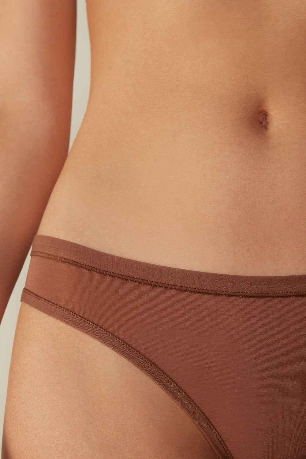 Natural - 502i - Dark Beige Intimissimi Brazilian Panties in Ultralight Supima® Cotton | JHUXK2631