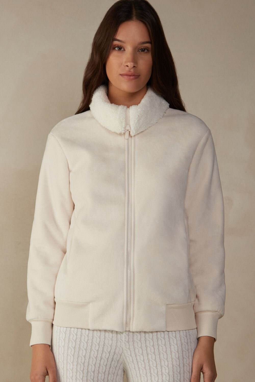 Natural - 5105 - Bianco Intimissimi Lady from the Mountains Fleece Bomber | XJTUY0789