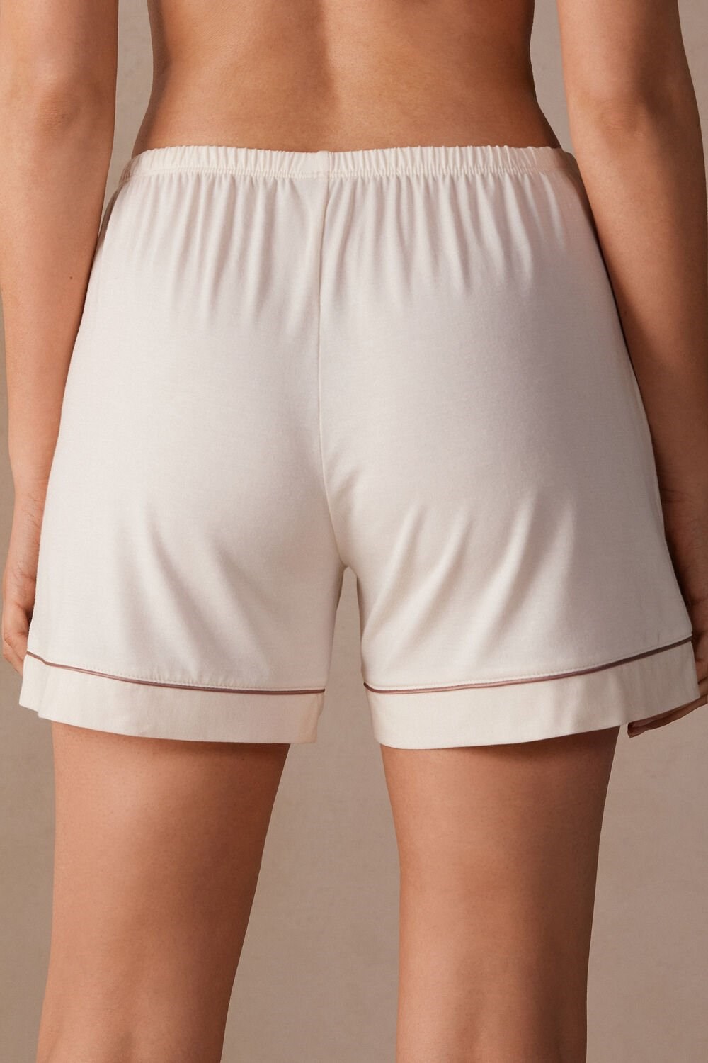 Natural - 612i - Vanilla Ivory Intimissimi Modal Shorts with Contrast Trim | DFGMB6594