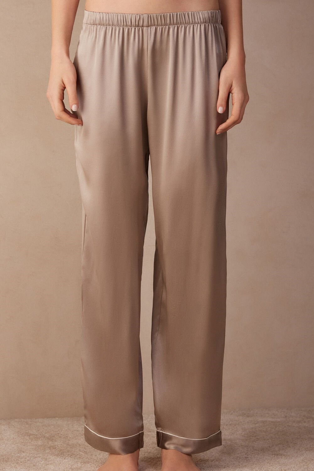 Natural - 651i - Powder Beige Intimissimi Silk Satin Pajama Pants | BYCAH1098