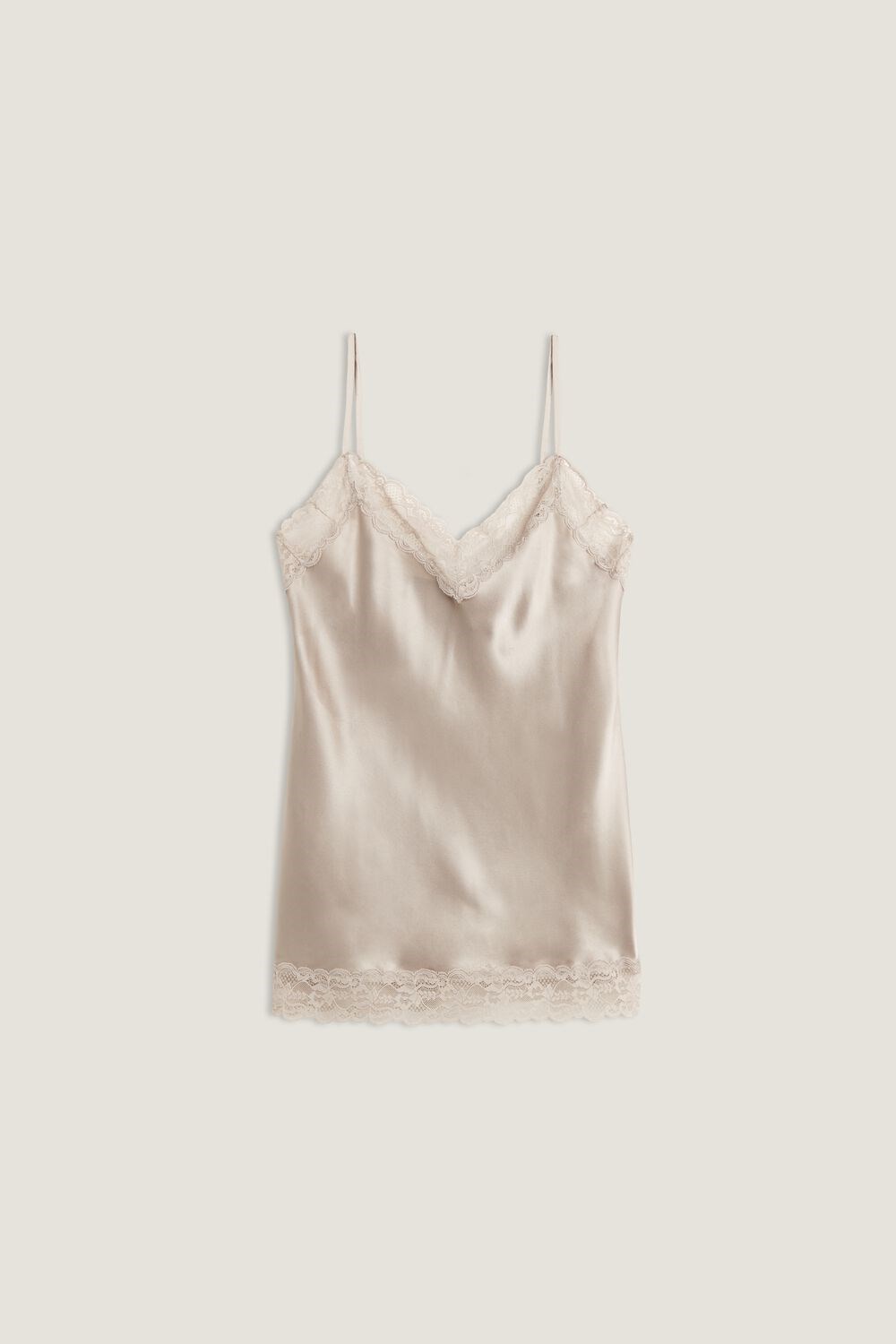 Natural - 651i - Powder Beige Intimissimi Lace and Silk Top | UOAIZ5186