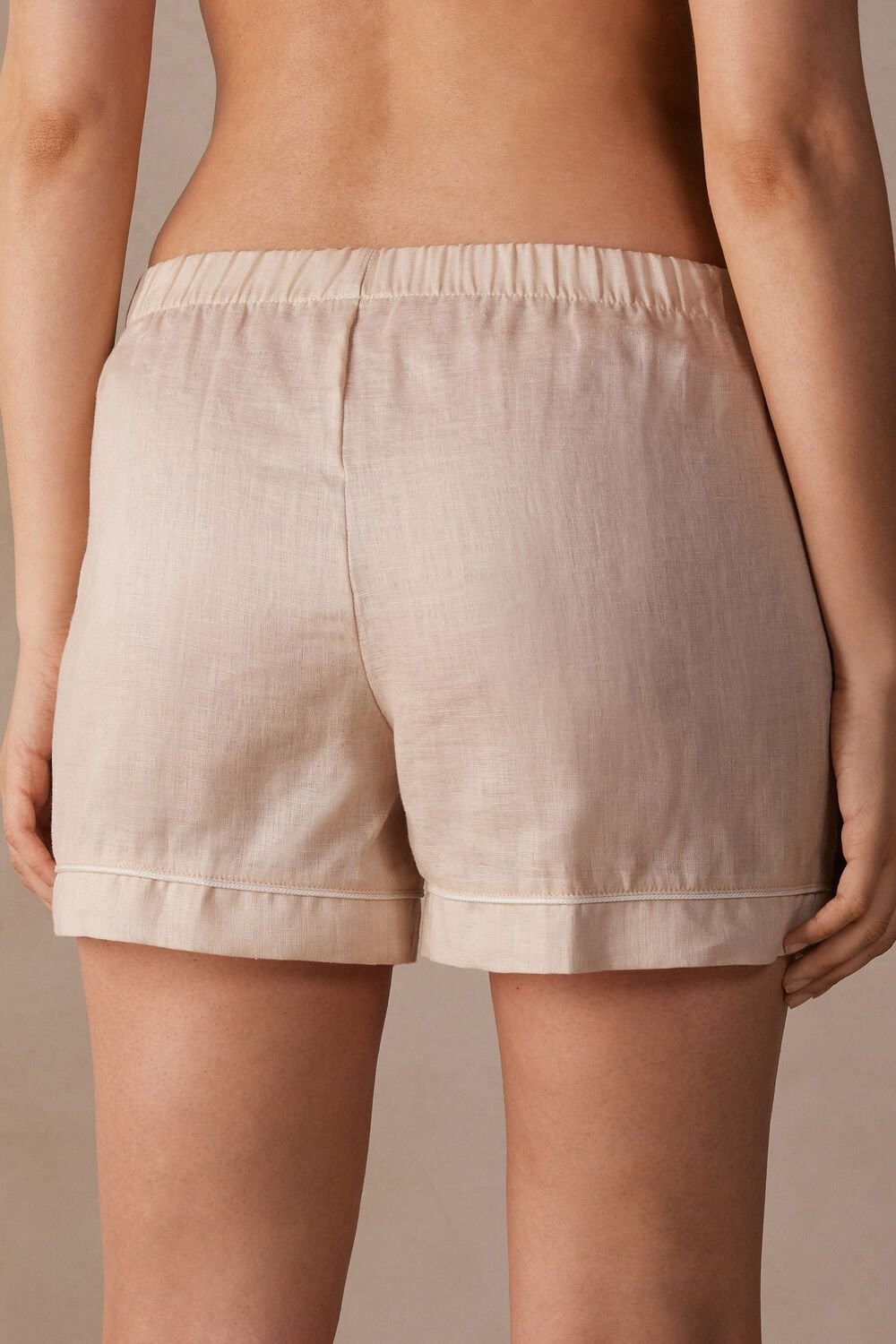 Natural - 913i - Rope Beige Intimissimi Yacht Night Linen Shorts | KIFBG4610