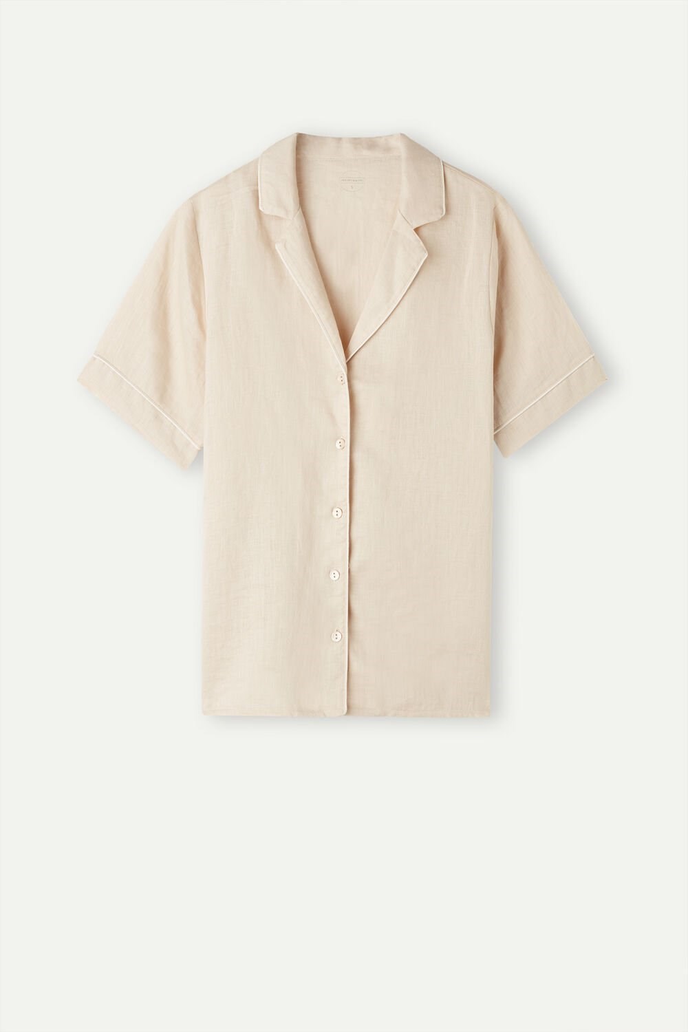 Natural - 913i - Rope Beige Intimissimi Yacht Night Linen Short Sleeve Shirt | UBONC1695