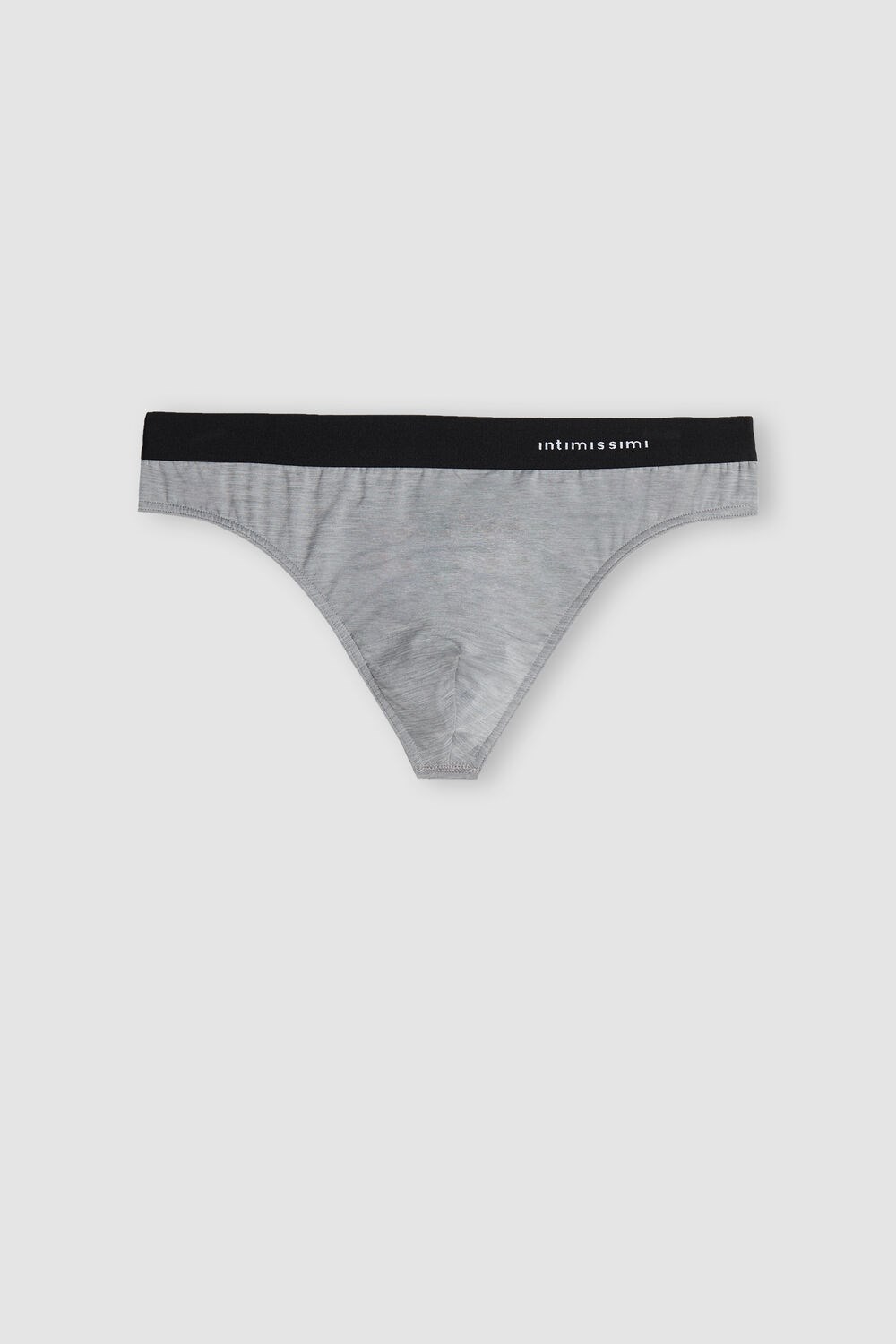 Pale Grey - 9958 - Light Grey Blend Intimissimi Logo Detailed Microfiber Thong | ZDEQX7809