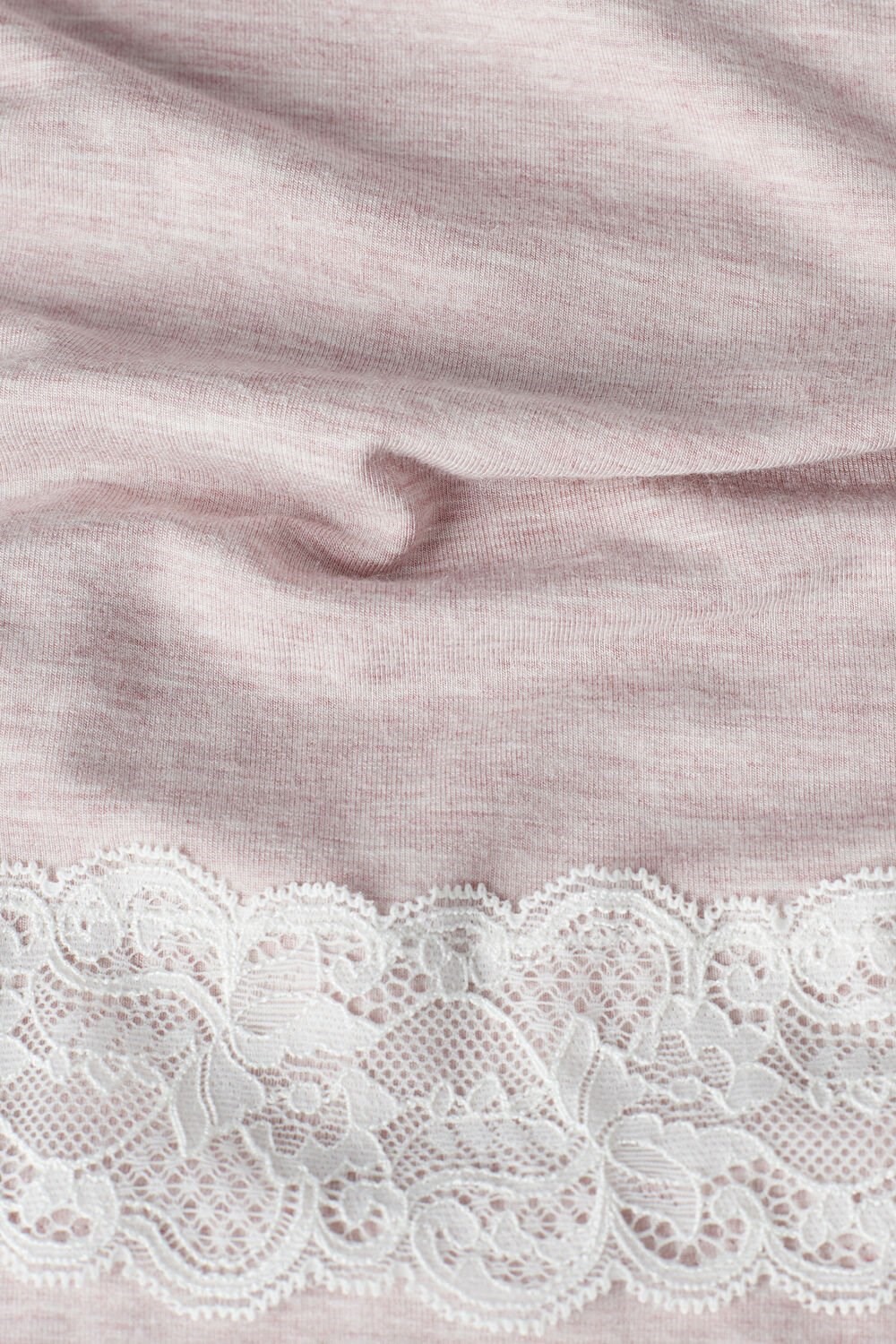 Pale Pink - 008j - Heathered Light Pink Intimissimi Lace Trim Full Length Pants in Modal | JCZRA2468