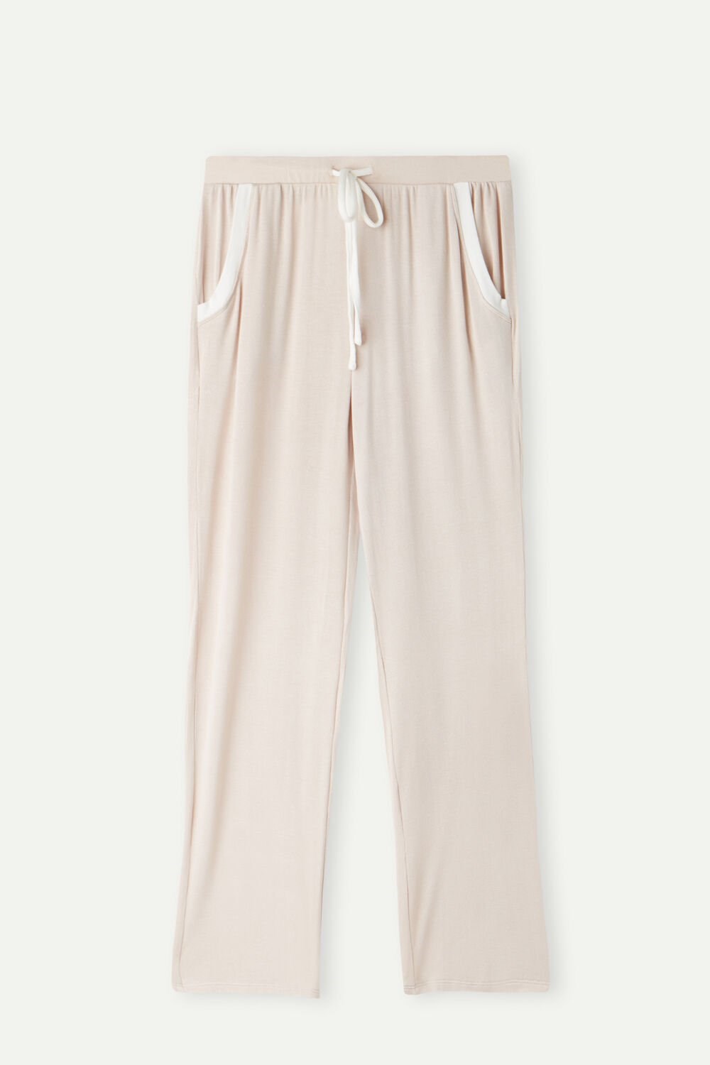 Pale Pink - 227j - Silk Pink / Talc White Intimissimi Simple Elegance Full Length Pants in Modal | EWYID4839