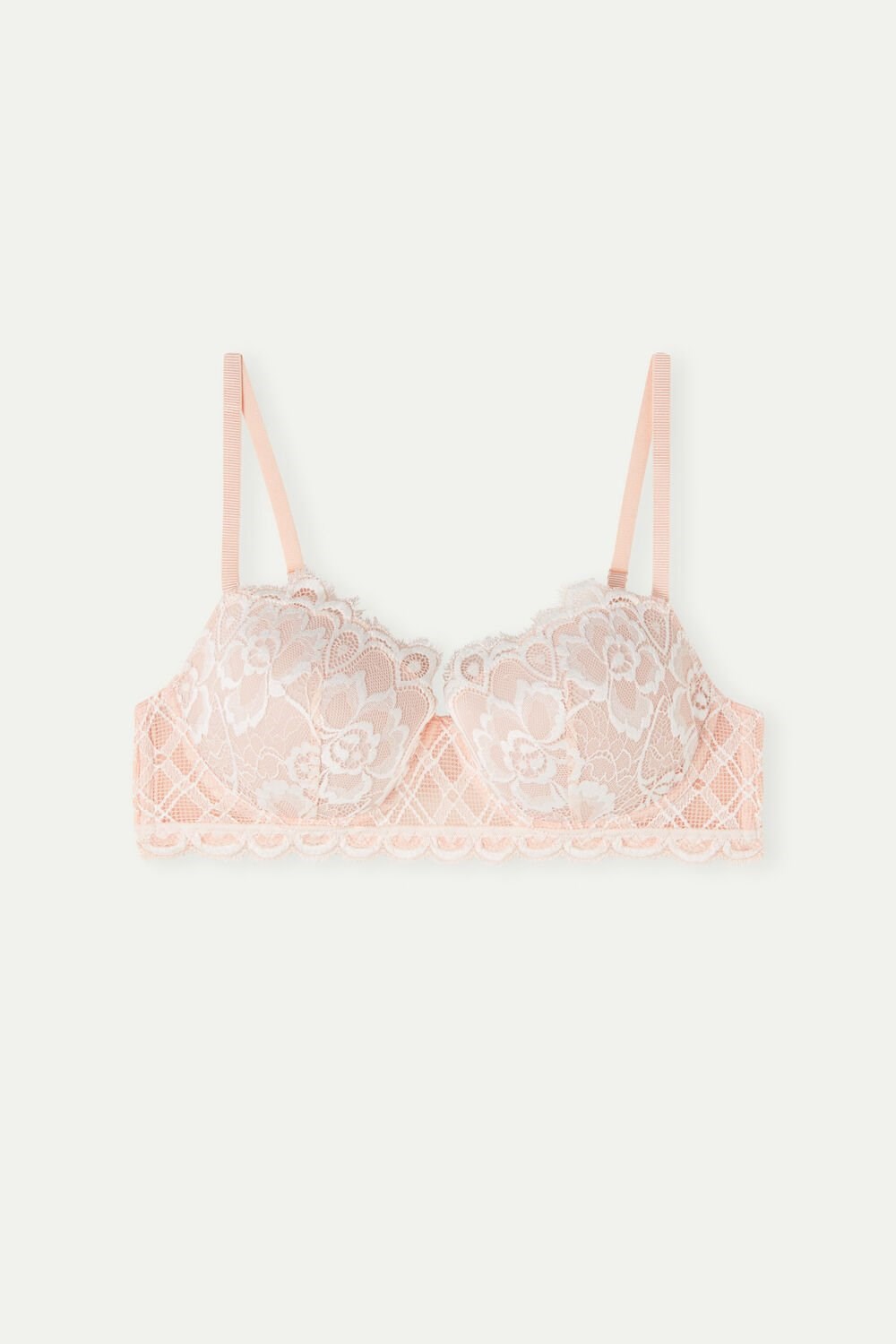 Pale Pink - 885i - Light Pink / Ivory Intimissimi Floral Groove Sofia Balconette Bra | OVHYT1872