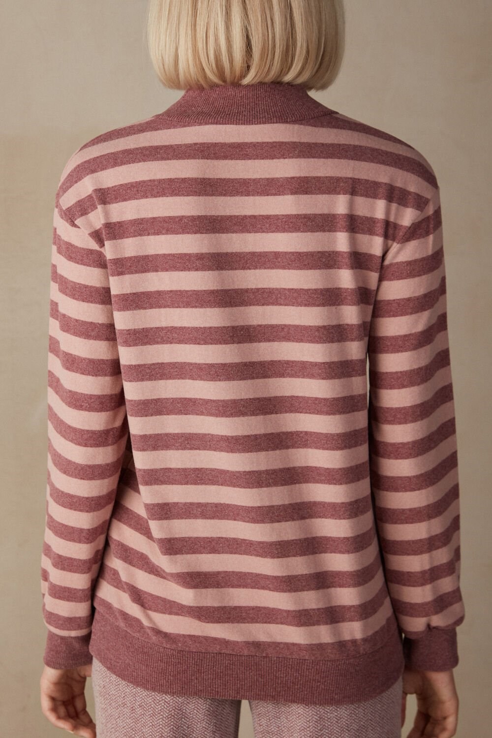 Pink - 158j - Pink / Dark Pink Stripe Intimissimi Winter Candies Striped Long Sleeve Top | XYFZB9678