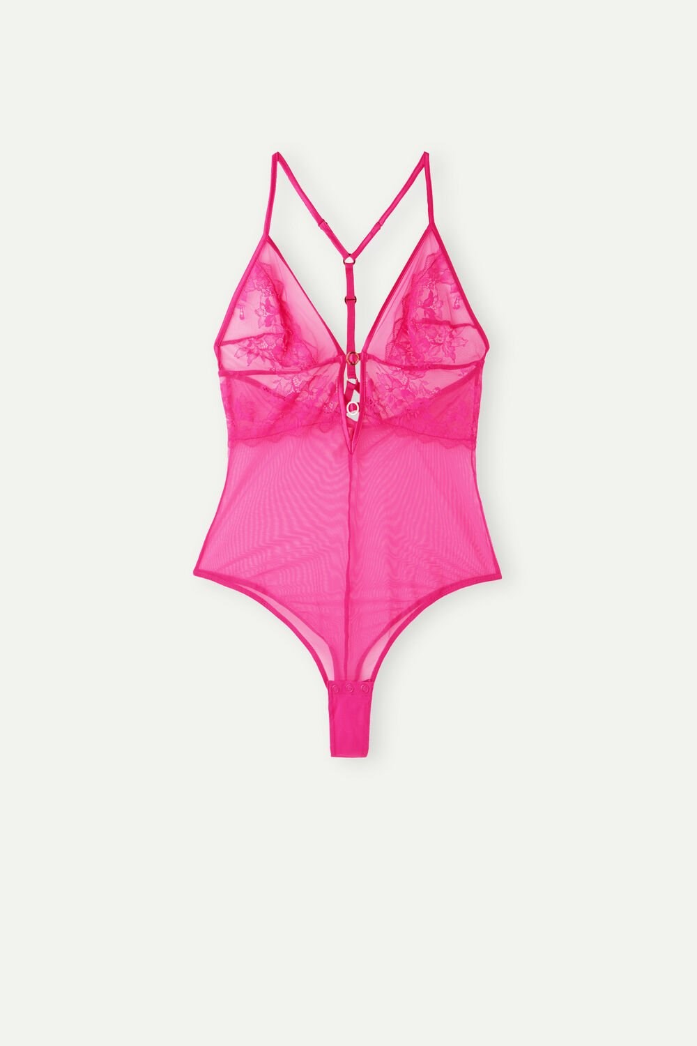 Pink - 206j - Valentine Pink Intimissimi Fearless Femininity Tulle and Lace Bodysuit | IPMXE5147