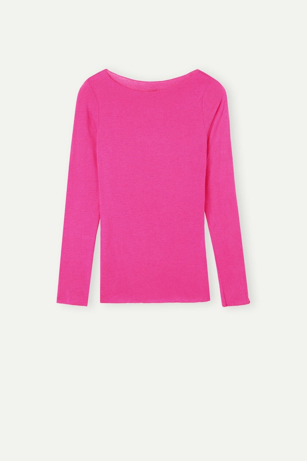 Pink - 206j - Valentine Pink Intimissimi Boat Neck Modal Cashmere Ultralight Top | LTBGX8459