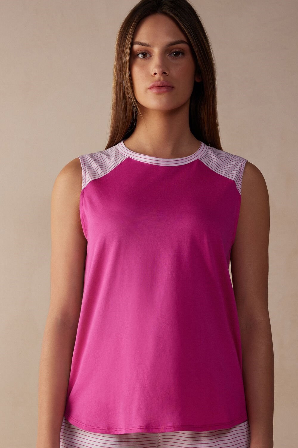 Pink - 206j - Valentine Pink Intimissimi Strawberry Milkshake Tank Top in Supima® Ultrafresh Cotton | NMSYJ5198