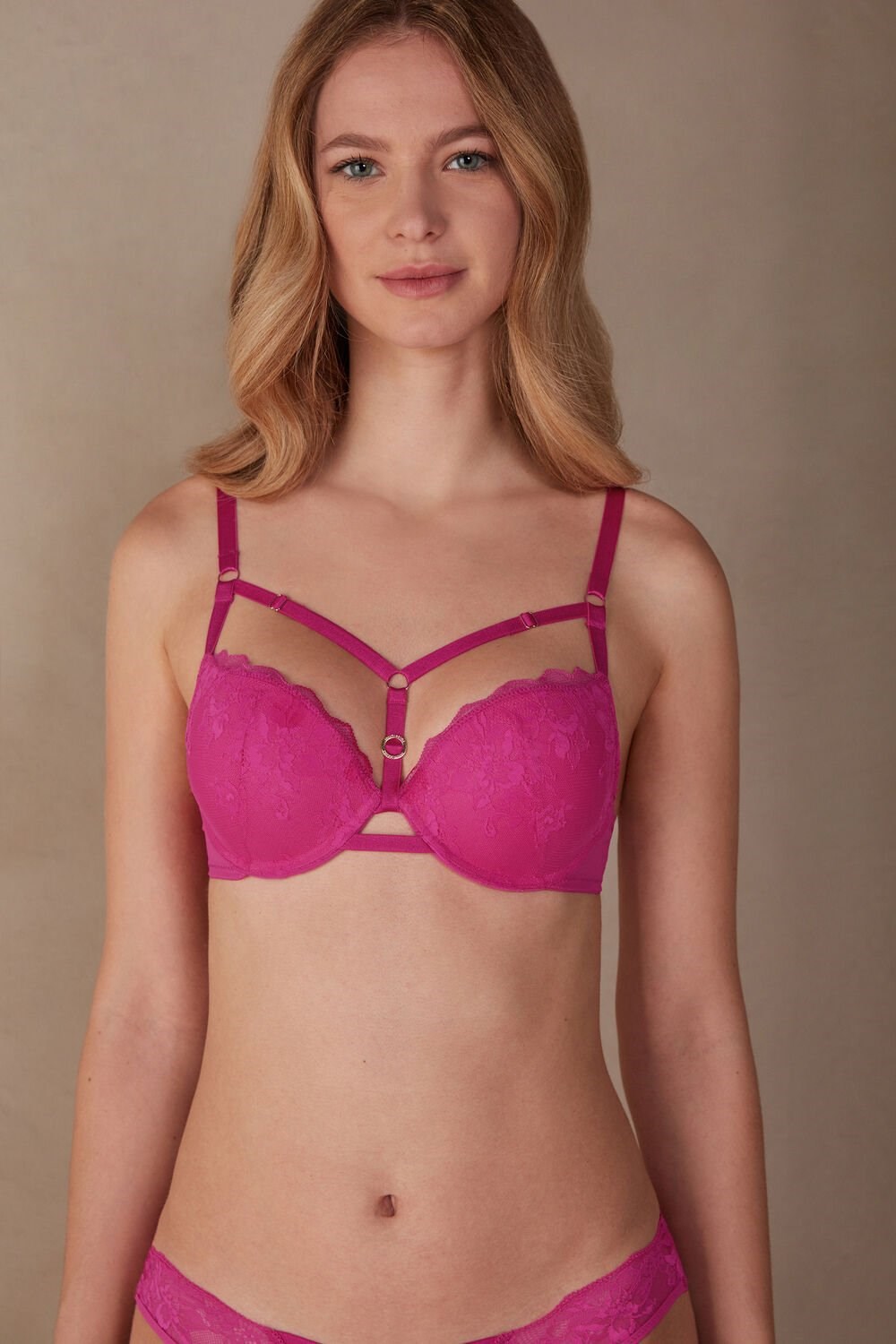 Pink - 206j - Valentine Pink Intimissimi Fearless Femininity Elettra Super Push-up Bra | RUFBZ0572