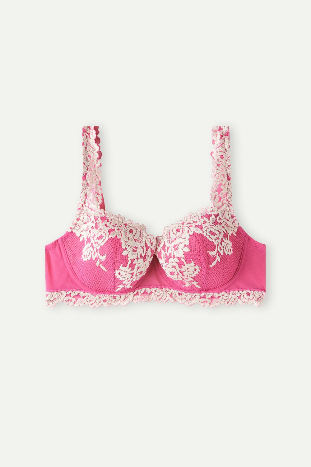 Pink - 213j - Valentine Pink / Ivory Intimissimi Pretty Flowers Sofia Balconette Bra | GZSHY7215