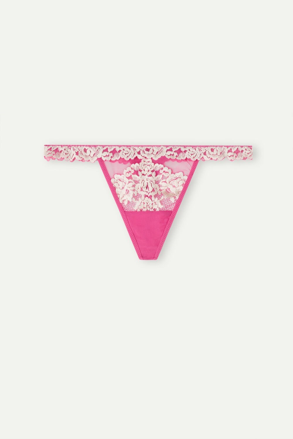 Pink - 213j - Valentine Pink / Ivory Intimissimi Pretty Flowers String Thong | RGPYM9084