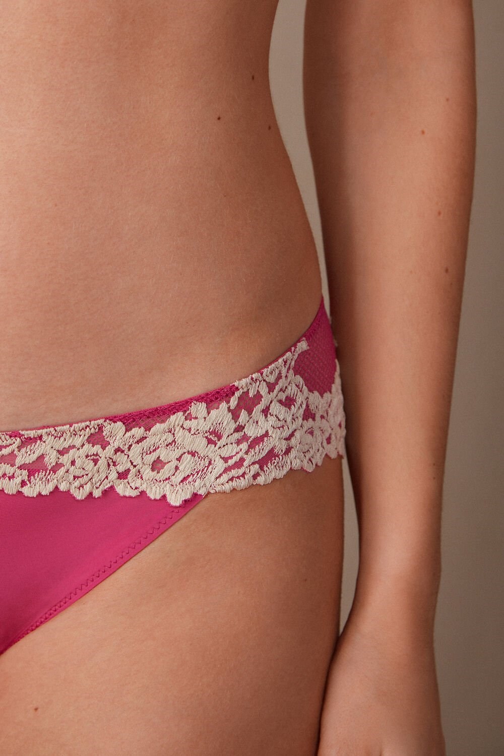 Pink - 213j - Valentine Pink / Ivory Intimissimi Pretty Flowers Panties | ZYIQS3851