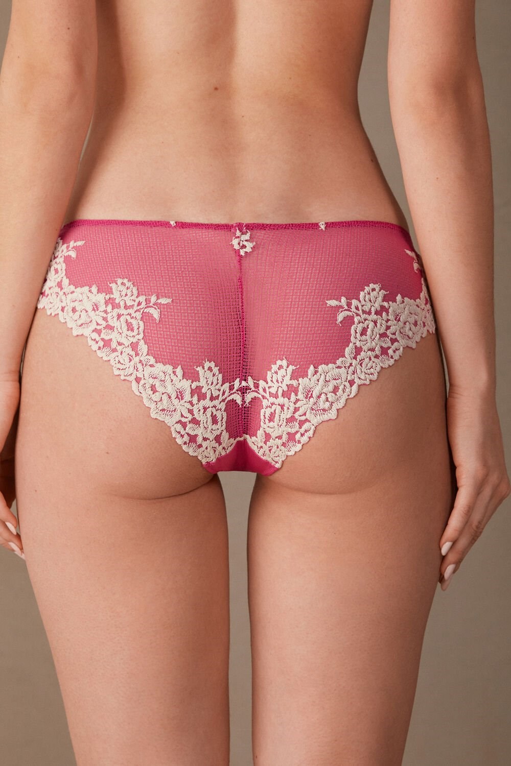 Pink - 213j - Valentine Pink / Ivory Intimissimi Pretty Flowers Panties | ZYIQS3851