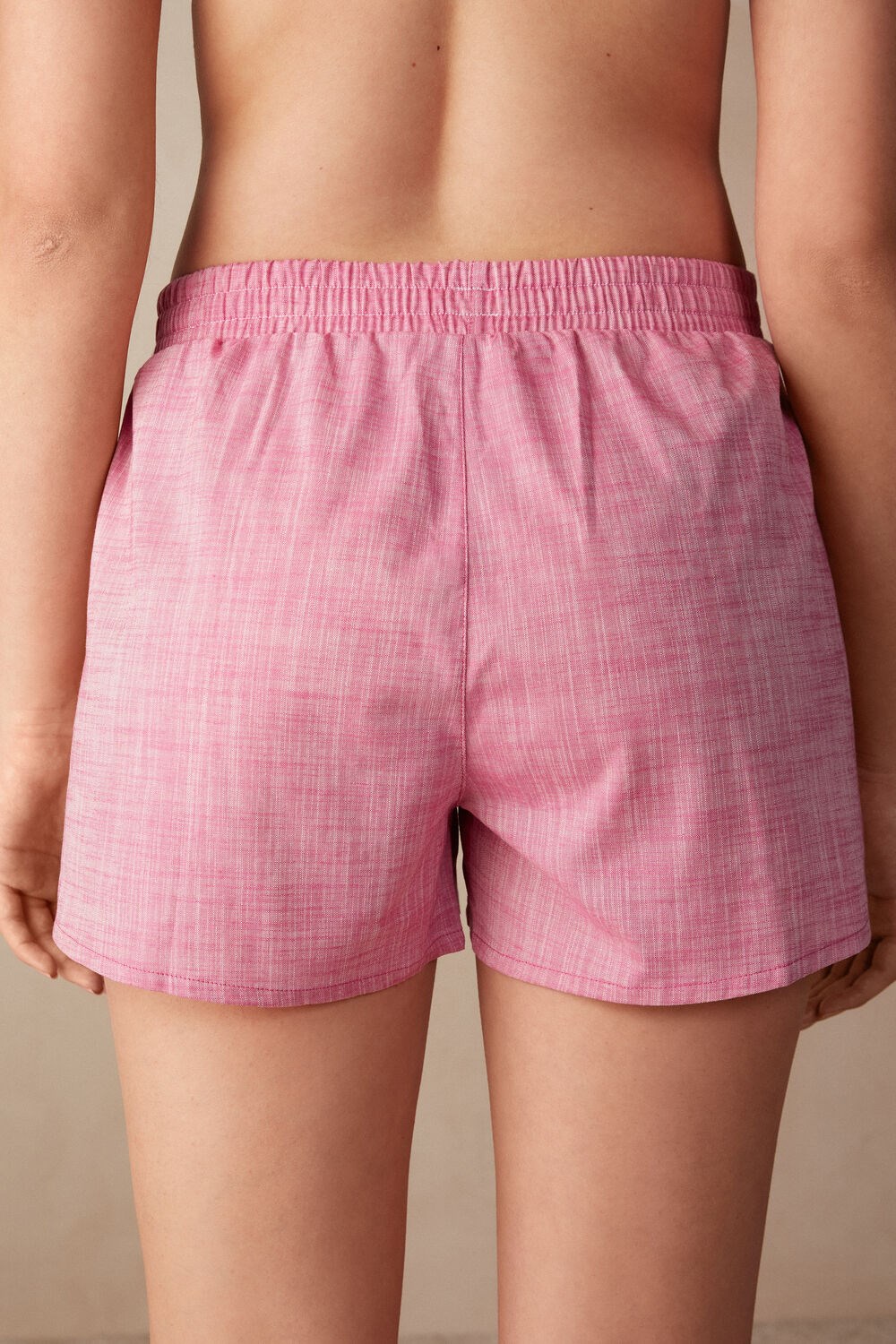 Pink - 248j - Chambray Valentine Pink Intimissimi Strawberry Milkshake Shorts in Cotton Cloth | KGOSR4679