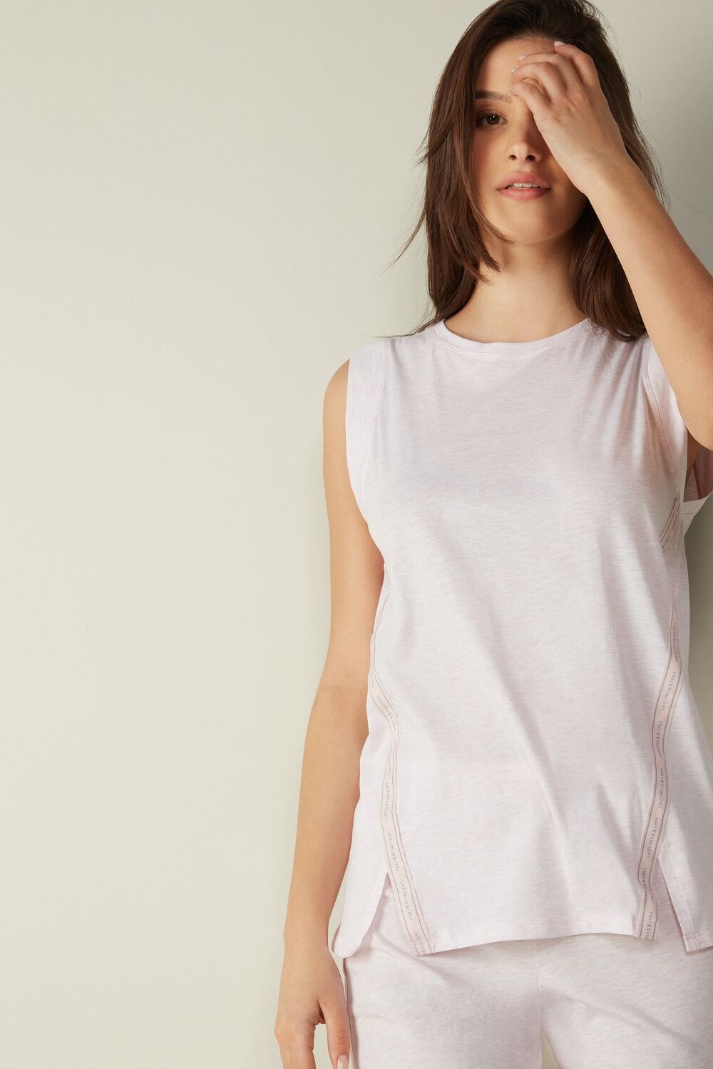 Pink - 639i - Primrose Pink Heather Intimissimi Sporty Cotton Camisole in Supima® Ultrafresh Cotton | VLBZS4758